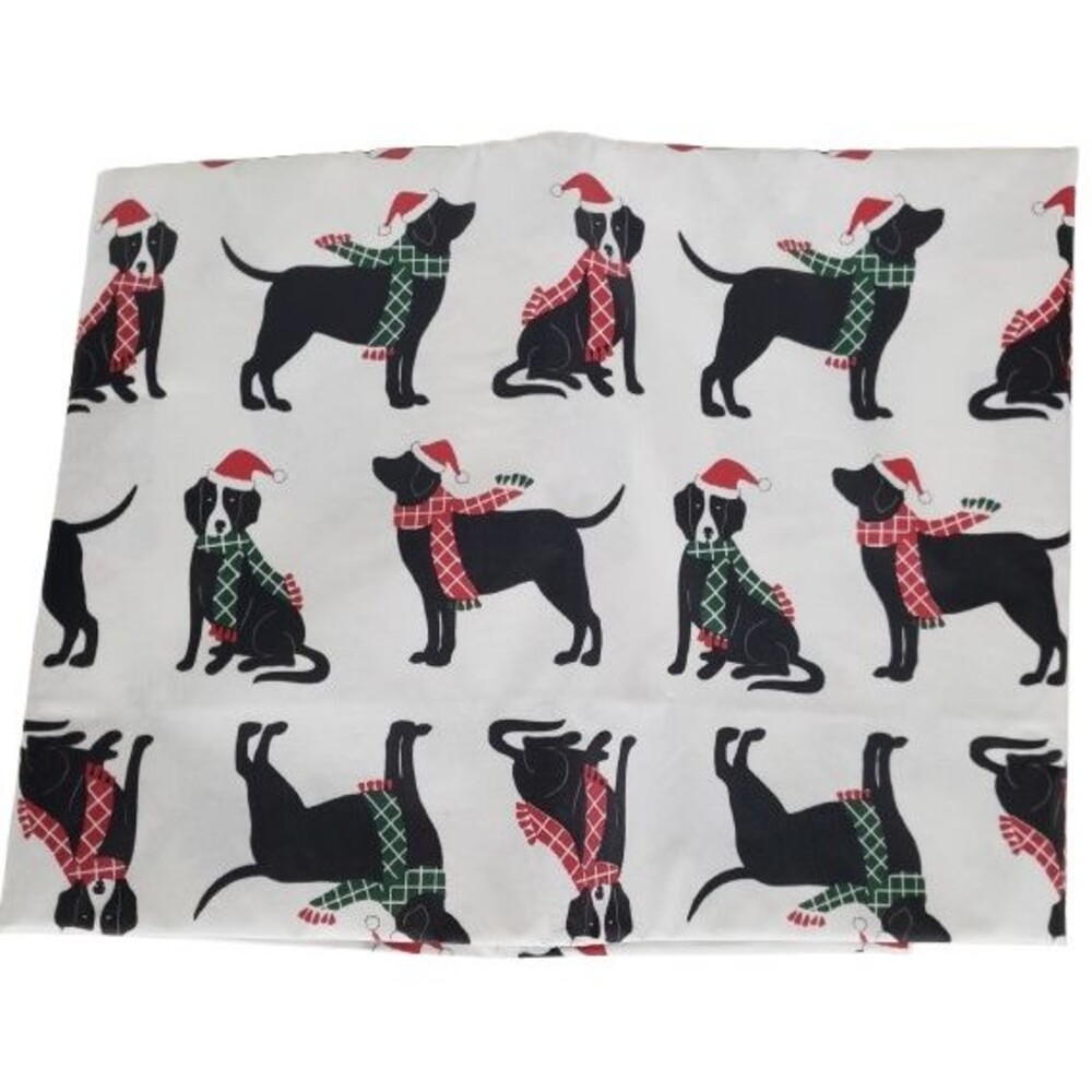 Peva Kitchen Tablecloth,60"x102"Oblong, CHRISTMAS DOGS IN SCARFS & SANTA HATS,MI